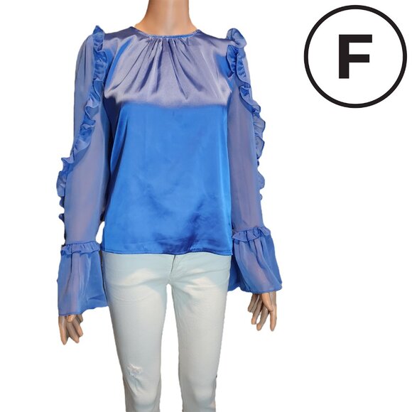 French Connection Diandra Top NWT Blue Large - Picture 1 of 10
